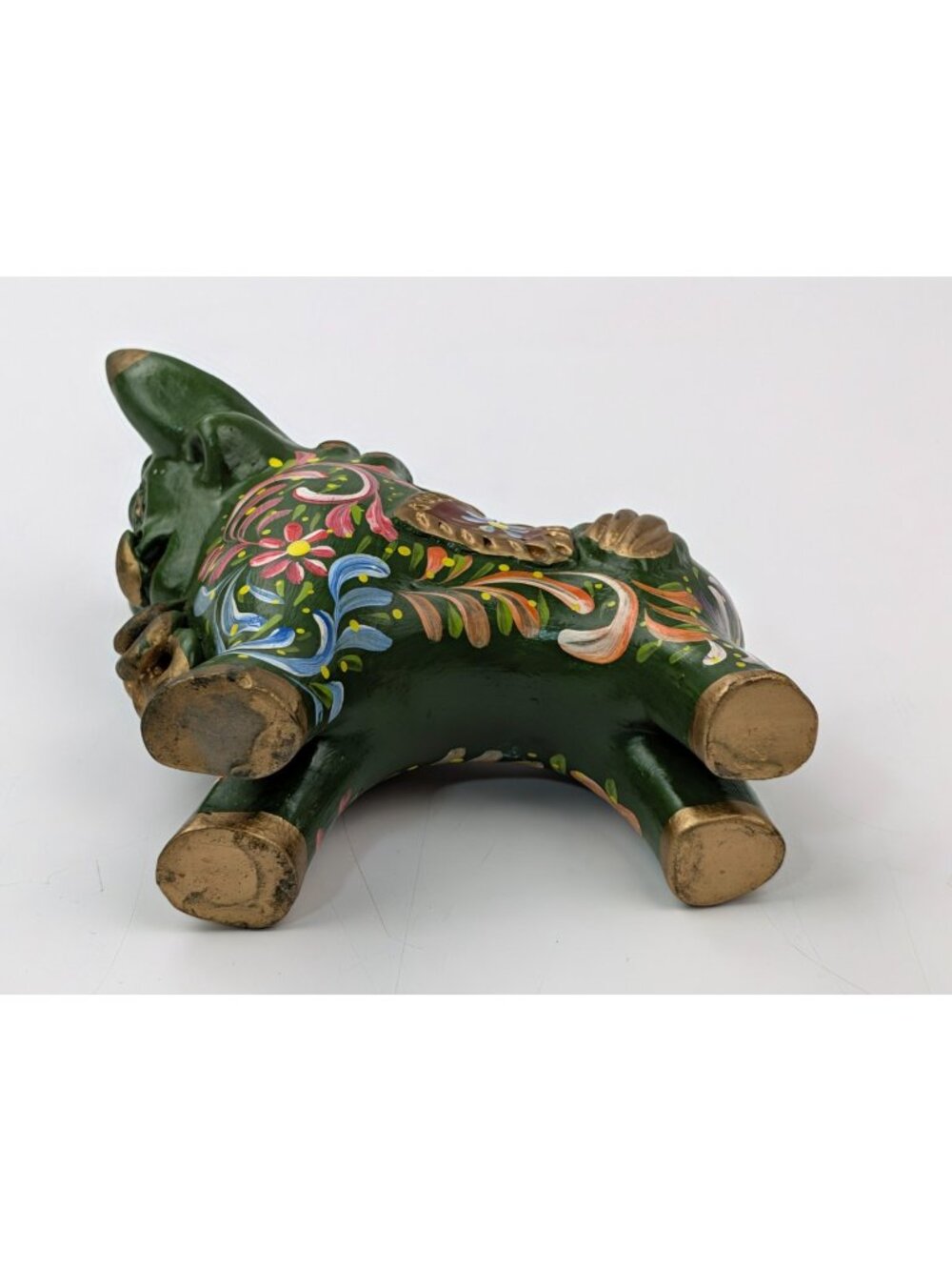 Peruvian Green Pucara Bull 4.5" Folk Art Ceramic Multicolor Peru Figurine - Picture 10 of 10